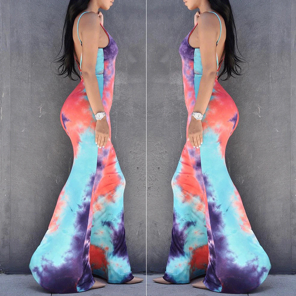 Женское длинное платье в стиле бохо пляжный Сарафан Макси с принтом и завязкой