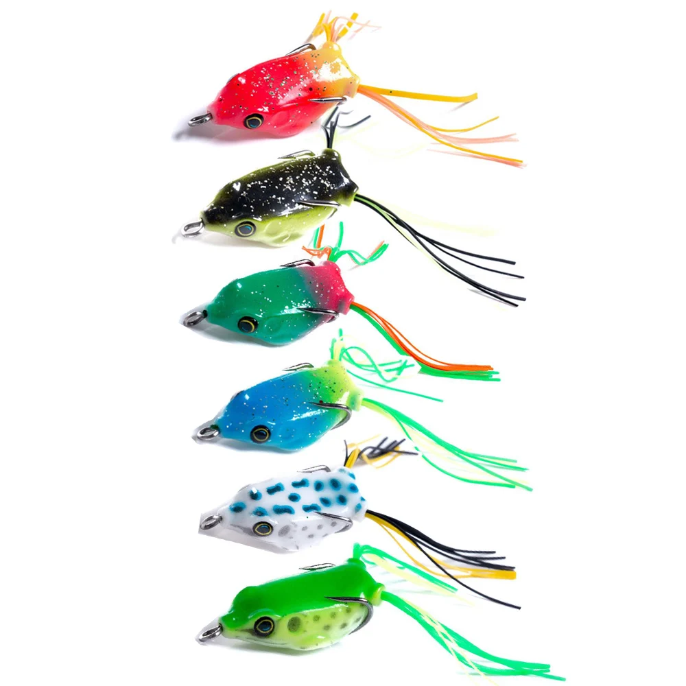 

6PC soft tube bait japan plastic fishing lures frog lure treble hooks Topwater ray frog 4CM 4.8G artificial soft bait