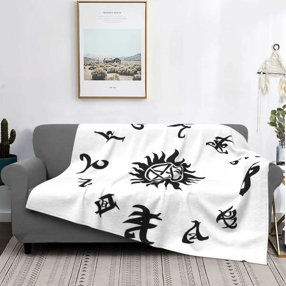 

Shadowhunter-Manta de runas y Supernatural, colcha para cama квадратный, manta de picicnic de felpa de Anime, manta pickick