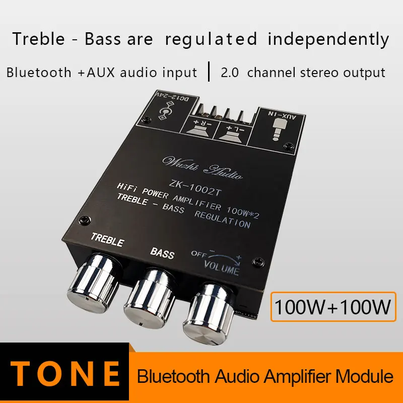 ZK 1002T TPA3116D2 Bluetooth 5 0 панель усилителя сабвуфера 2*100 Вт 2 каналов Высокая мощность