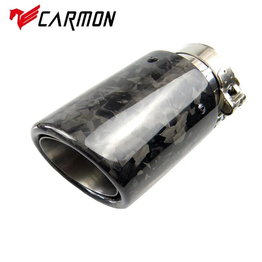

1PCS Car Universal Curly Edge Glossy Forged Carbon Fiber Exhaust Muffler Tip Exhaust End Pipe Tail Pipe Tip Without Logo
