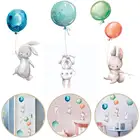 Красочные Мультяшные настенные наклейки в виде кролика, детская настенная наклейка из ПВХ для детской комнаты, гостиной, спальни, наклейки для домашнего декора, кролик R M2T7