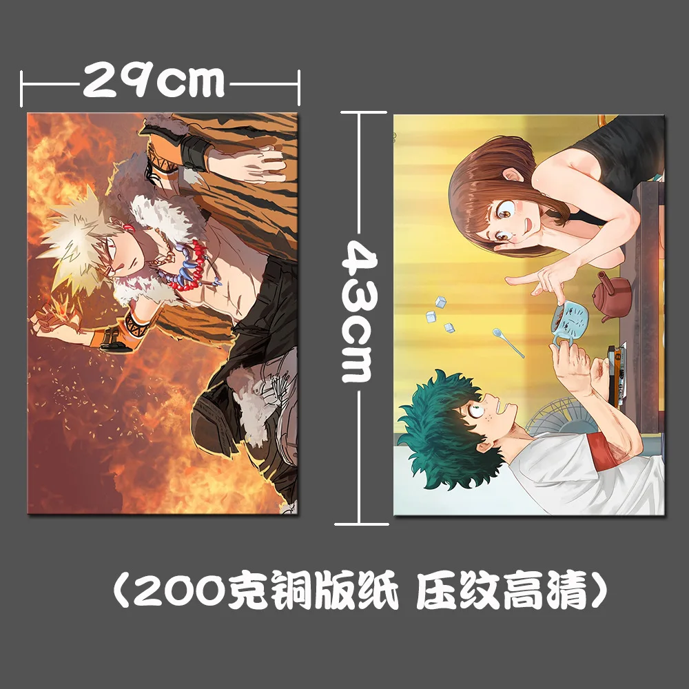

8 Sheets Per Set Japanese Anime My Hero Academia Retro Poster Kraft Paper Home Decorating Teenager Art Print Wall Stickers