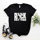 Женская футболка в стиле рок-группы We Will Rock You, летняя стильная футболка с коротким рукавом, Женские топы из хлопка в стиле рок-ролл