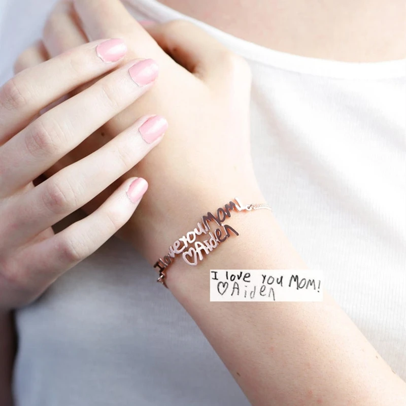Персонализированный двухслойный фирменный браслет с именем почерк табличка для