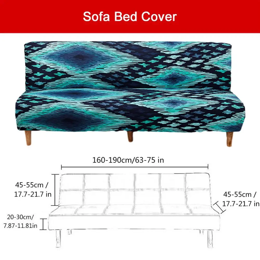 

160-190CM Printed Sofa Bed Cover Universal size Non-armrest Sofa Bed Cover Non-slip Elastic Stretch Furniture Sofa Cover