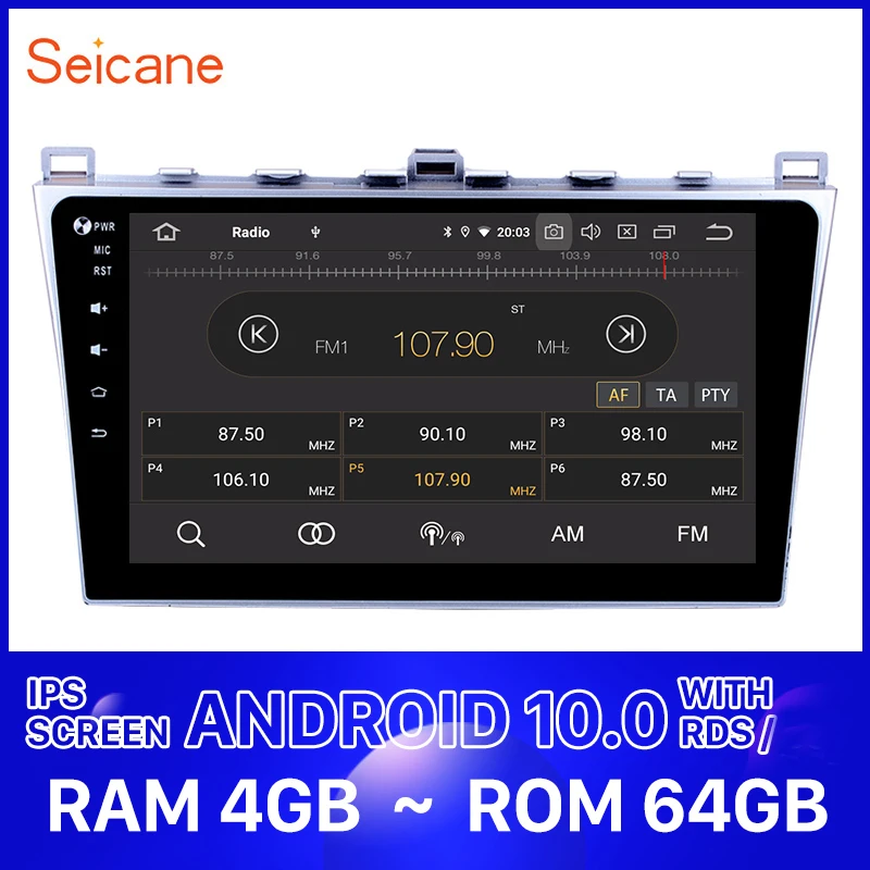 Автомагнитола Seicane мультимедийный плеер на Android 10 1 с экраном 9 0 дюйма GPS для Mazda 6