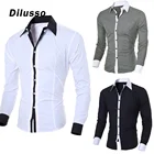 Деловая Мужская рубашка в клетку, с отложным воротником, с длинным рукавом, на пуговицах, топ, модная повседневная рубашка, мужские социальные классические рубашки