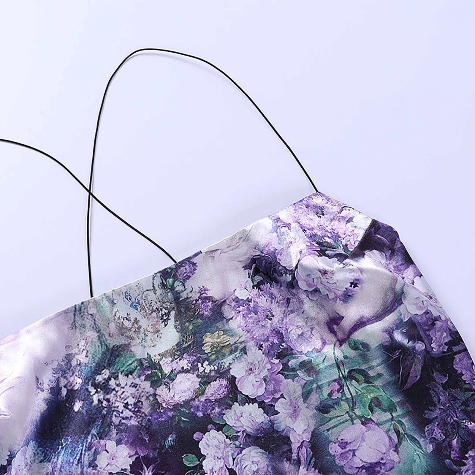 

Women Sexy Slim Hollow Backless Sleeveless Bandage Tie Up Printed Camisole Vest