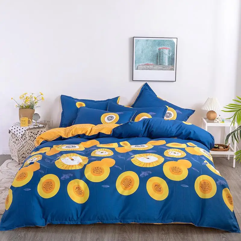 

Simple style home textile sanding quilt cover, four-piece cotton non-balling soft and skin-friendly oversized four-piece bedding