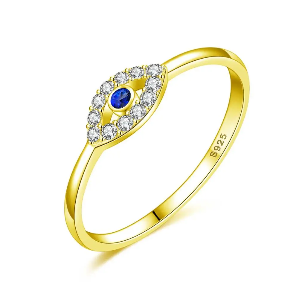 Kaletine, 925 пробы, серебряное, сглаза, кольца для женщин, на удачу, голубой камень, CZ, роскошный бренд, кольцо, Турция, свадебные украшения, KLTR156 - Цвет основного камня: Gold Gold