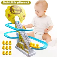 little yellow duck electric toy climbing stairs and slide toy set with led flashing lightmusic track toy childrens gift