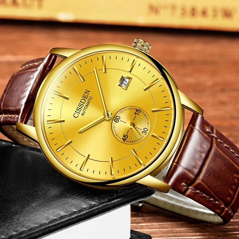 

CISSDEN Luxury Men Mechanical Watches Top Brand Gold Watches for Men Fashion Casual Men Automatch Wristwatches Waterproof Sports