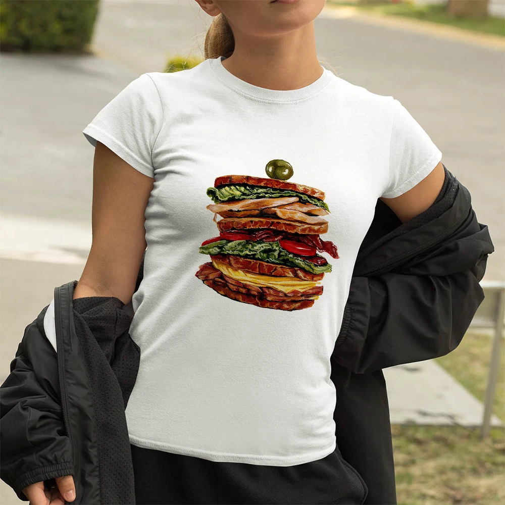 

Delicious Burger Europe Style Fashion Women t Shirt High Calories 2021 New Summer Girls Can Do Anything Short Sleeve Harajuku
