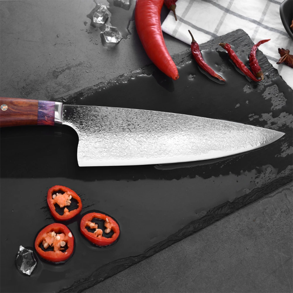 8inch Chef Kitchen Knife Forged Danascus Steel Meat Cutter Vegetable Fish Filleting Gyuto Knives Ultra Sharp with Wood Handle 36 | Дом и сад