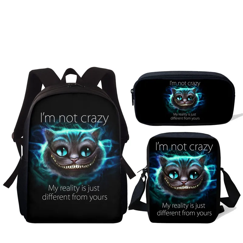 Рюкзак для мальчиков и девочек, 15 дюймов, с забавным принтом в виде Чеширского кота