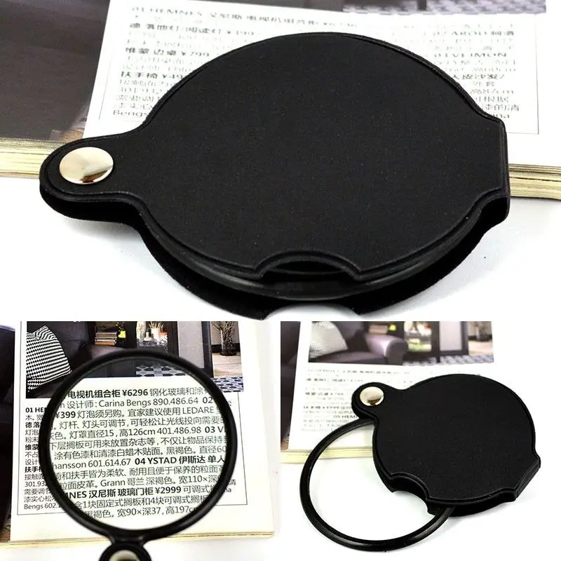 

Mini Pocket Magnifier Lightweight Foldable Magnifying Glass Reading Maps Menus Documents Glass 6X50mm 5X60mm leatherette Cover