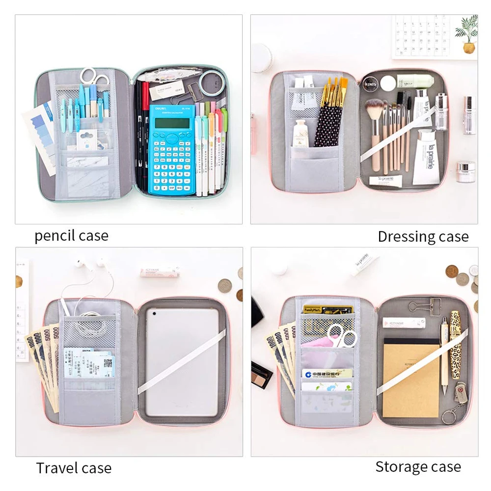 Большая емкость холщовая ручка сумка для хранения канцелярские принадлежности