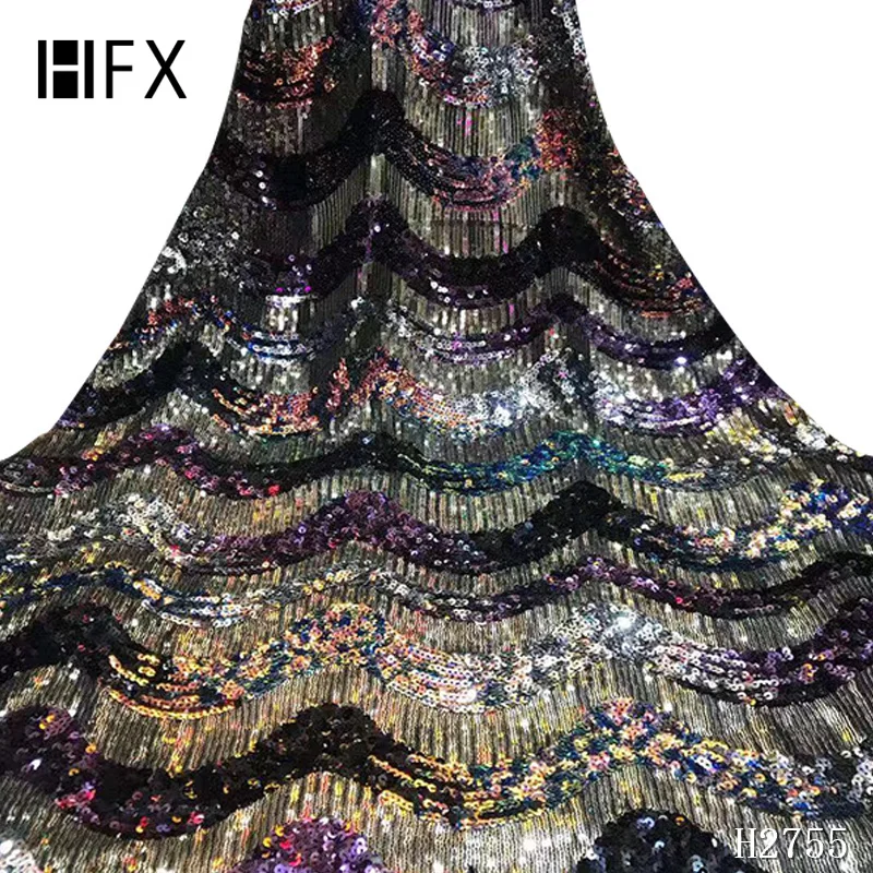 HFX оптовая цена Высококачественная 3d блестки нигерийская Свадебная лента ткани 5