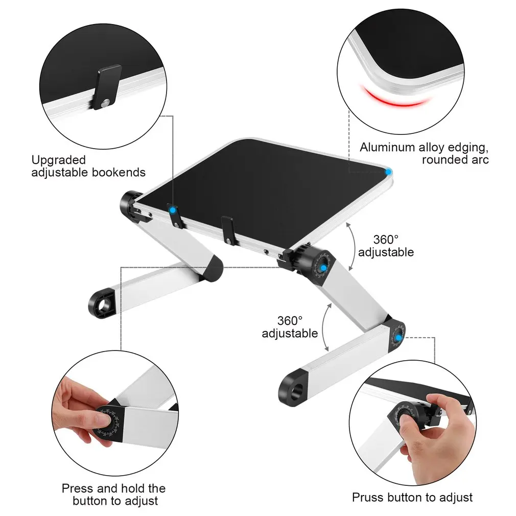 

New Aluminum Alloy Laptop Portable Foldable Adjustable Laptop Desk Computer Table Stand Tray Notebook Lap PC Folding Desk Table