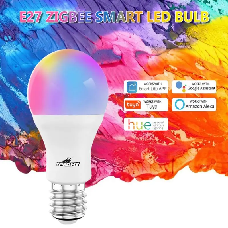 

YANDHI Tuya Zigbee 3.0 Smart E27 LED Light Bulb Smart Life APP Remote Control Lamp RGB+W+C Dimmable Work With Alexa Google Home