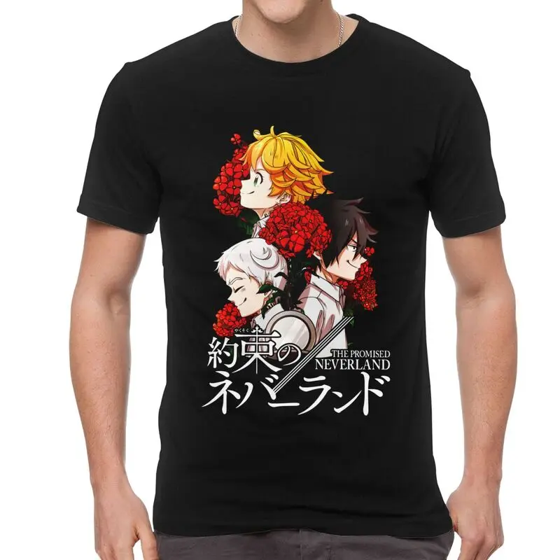 

Male The Promise Neverland Emma Ray And Norman T-Shirt Anime Manga Yakusoku No Neverland Tshirt Short Sleeve T Shirt Cotton Tee