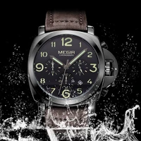 megir luxury men watch top brand fashion chronograph quartz watches classic luminous leather strap waterproof relogio masculino
