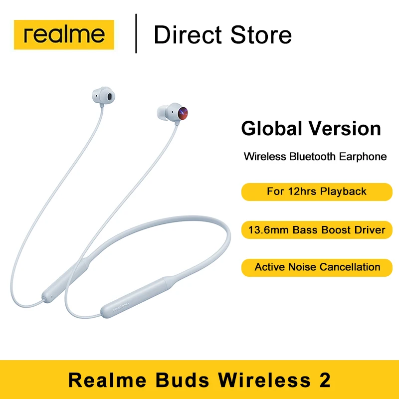 

2023 Realme Buds беспроводные 2 Наушники с активным шумоподавлением LDAC Hi-Res аудио 13,6 мм усилитель баса драйвер IPx5 для спортивных игр