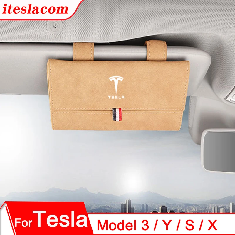 Новинка 2021 года автомобильный солнцезащитный козырек Tesla футляр для очков