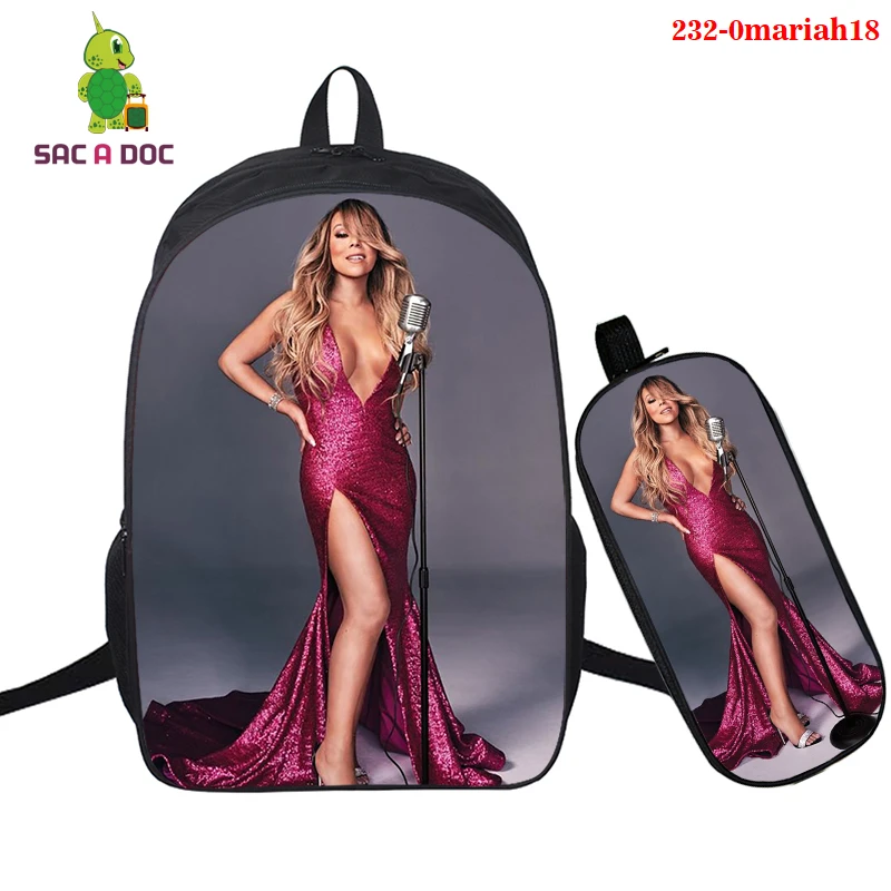 

Student Bag mariah carey Piece Set 3D 2 Boy casual Pencil case Bag Female anime backpack backpacks for women