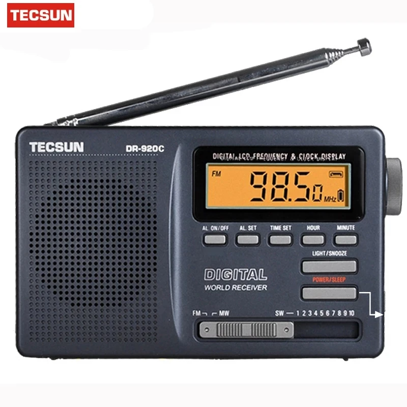 Tecsun DR 920C радио FM MW SW 12 Band цифровой будильник приемник и подсветка портативный