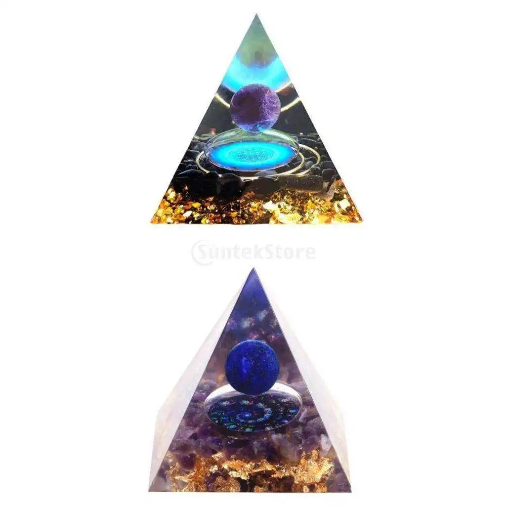 

2pcs Natural Amethyst Pyramid Figurines Home Furnishing Article Ornament
