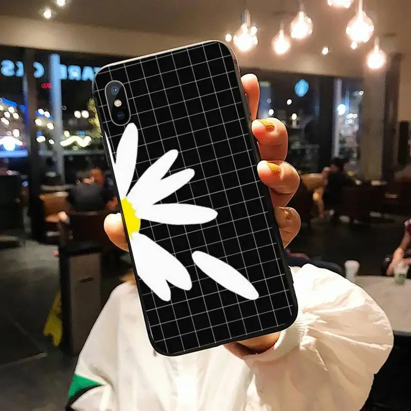 

Black and white Daisy checkerboard Phone Case for iPhone 11 12 pro XS MAX 8 7 6 6S Plus X 5S SE 2020 XR