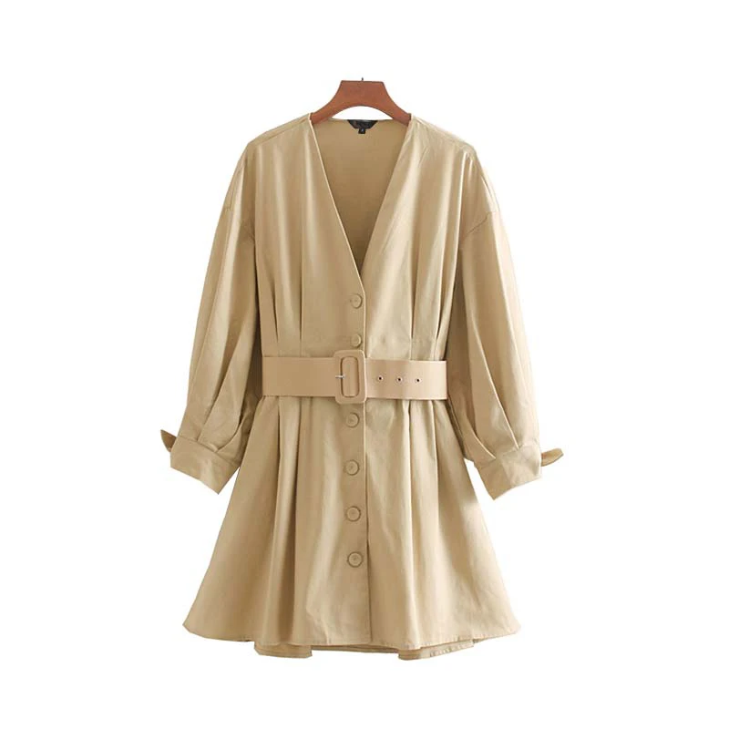 Сексуальное офисное платье с v-образным вырезом мини-платье цвета хаки женское