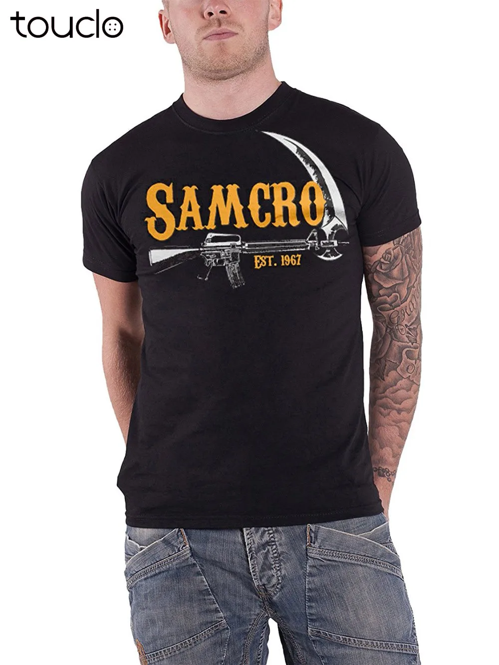 Новая модная крутая Мужская футболка EST 1967 machete Gun черная Samcro | одежда