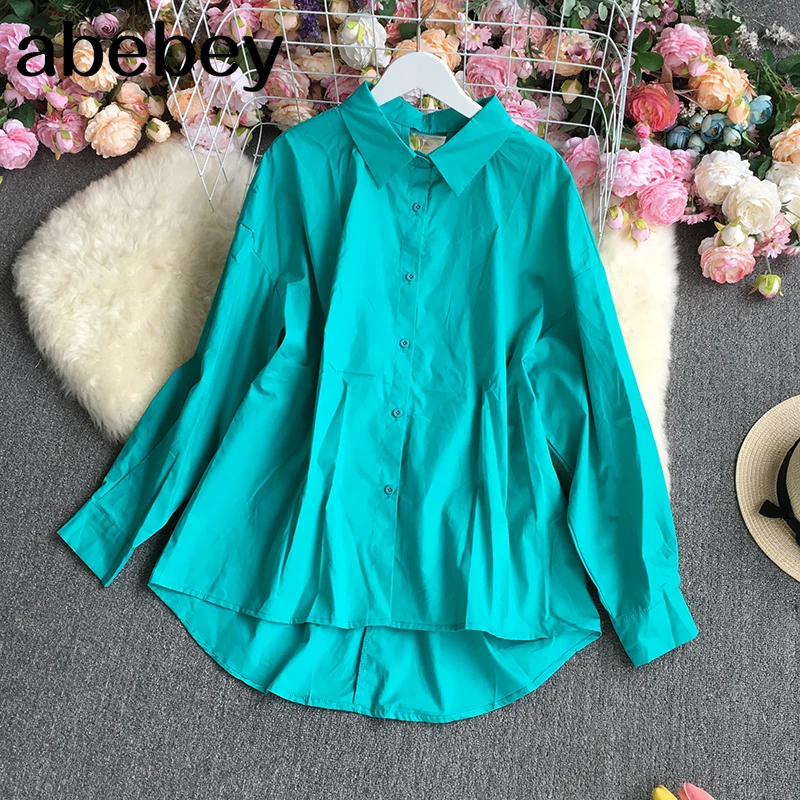 

2021 New Autumn Winter Fashion turn down collar long sleeve Shirt irregular design single breasted loose casual Shirt Top