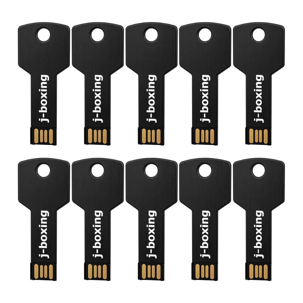 J-бокс 10 шт./лот USB флеш-накопитель в форме ключа, флешка, флешка для ПК Mac, 1 ГБ, 2 ГБ, 4 ГБ, 8 ГБ, 16 ГБ, 32 ГБ, черный