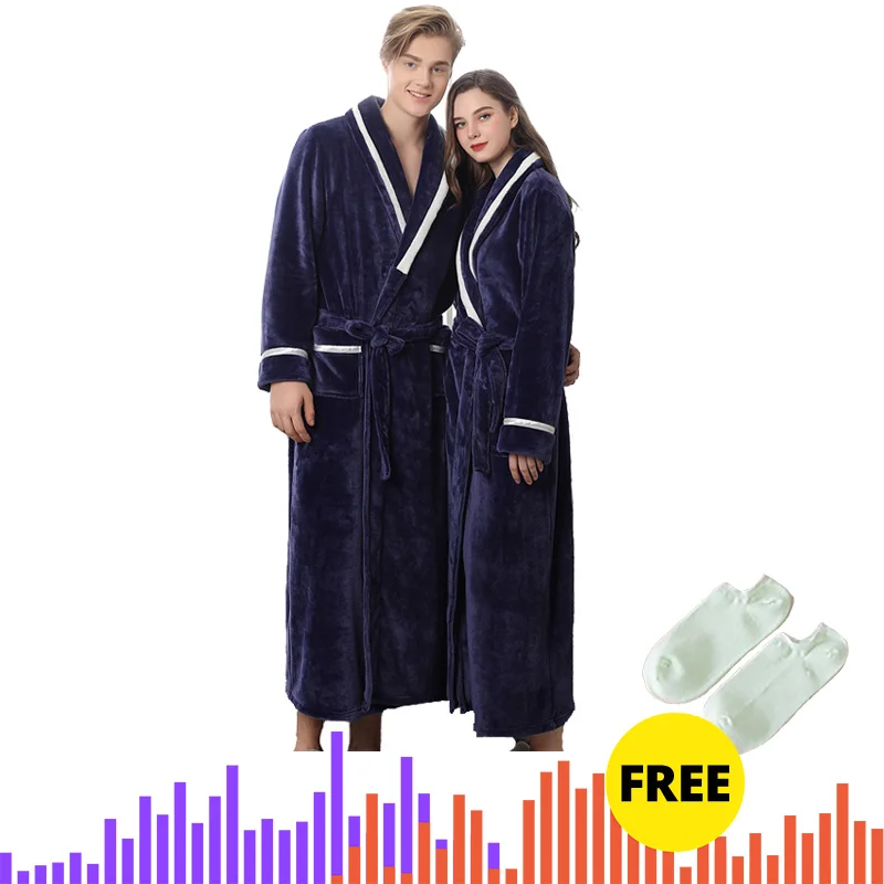 Женский и мужской теплый фланелевый банный халат Lover большого размера теплая