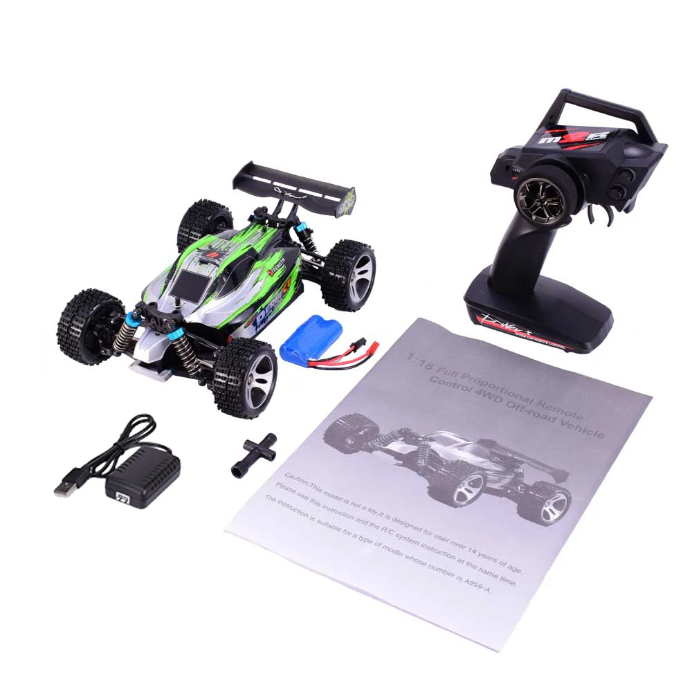 Wltoys A959-A 2 4G 1/18 масштаб 4WD RC скоростной автомобиль 35 км/ч пульт дистанционного