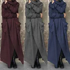 ZANZEA винтажные женские куртки с длинными рукавами и воротником Хомутом, Осенние Однотонные кардиганы, женские свободные длинные пальто, Повседневная Верхняя одежда для женщин