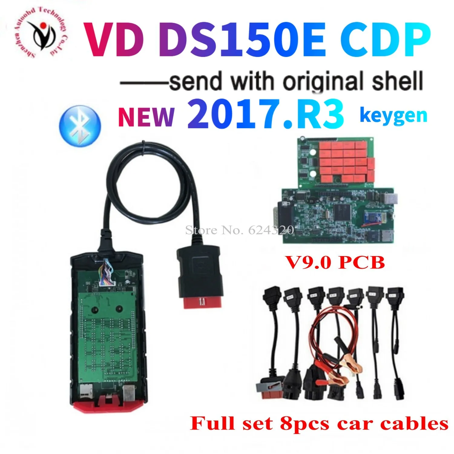 DHL 5 шт./лот VD TCS CDP 2017.R3 keygen V9.0 плата bluetooth диагностический инструмент для delaksi vd ds150e
