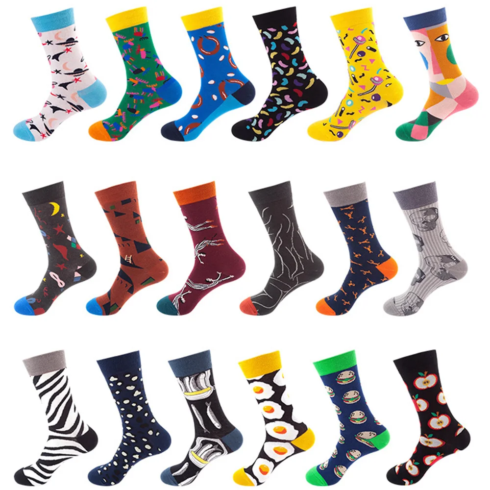 Зимние женские носки с изображением собак осьминог цветов растений каваи