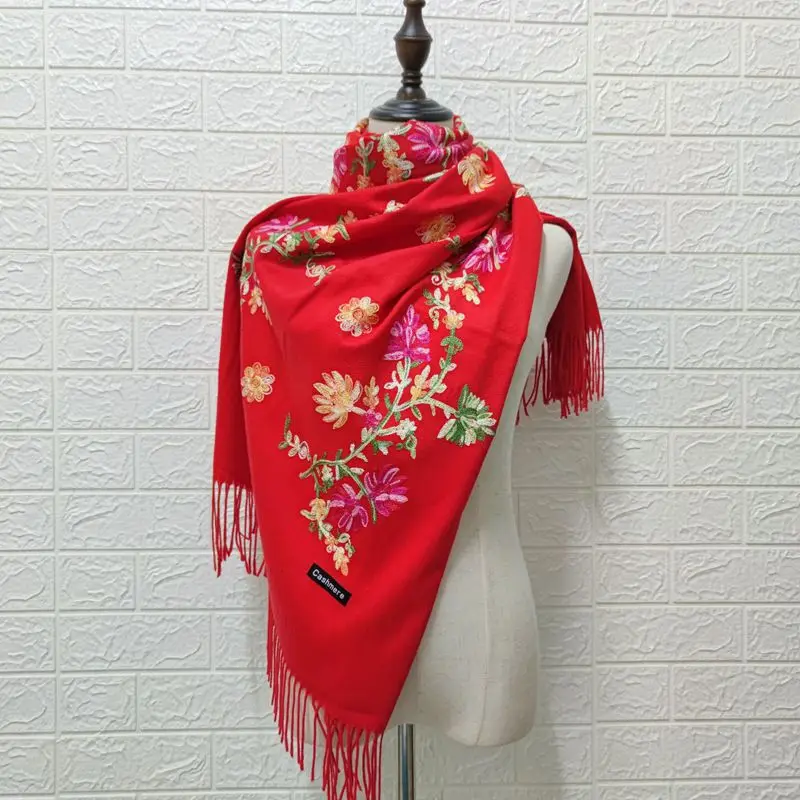 

Осенне-зимний новый имитационный кашемировый шарф женский ретро этнический стиль шейный платок с кисточками двойного назначения шаль с вы...