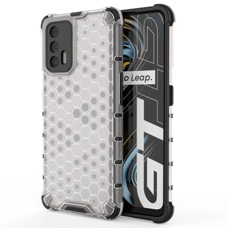 

Shockproof Rugged Armor Cover For OPPO Realme Q3 Pro 5G Case Q3Pro Honeycomb Pattern Translucent Shock-proof TPU PC Hybrid Shell