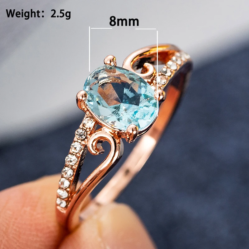 

Trendy Sky Blue Crystal Classical Wedding Rings for Women Micro Inlay White Zircon Elegant Women Daily Wear Jewelry Mood Ring