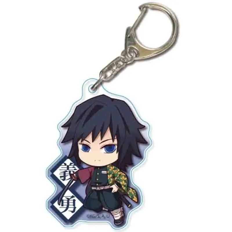 

New Anime Demon Slayer Acrylic Keychain Cute Brinco Blade of Ghost Key Chain Kamado Tanjirou Cosplay Pompom Yaiba Keyring