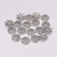 20pcslot metal hollow 14mm 8 petals antique double flower spacer bead end caps for jewelry making needlework diy accessories