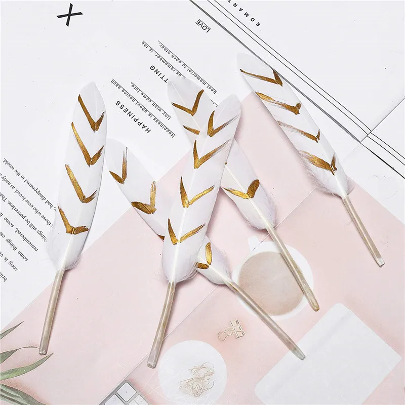 Оптовая продажа Белых гусиных перьев из белого золота, 10 шт.-100 шт.-500 шт. Для рукоделия 10-15 см (4-6 дюймов) и свадебного украшения вечеринки.