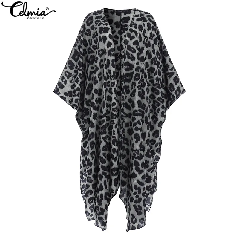 Размера плюс Celmia Весна для женщин в винтажном стиле кимоно кардиган плащ Тренч