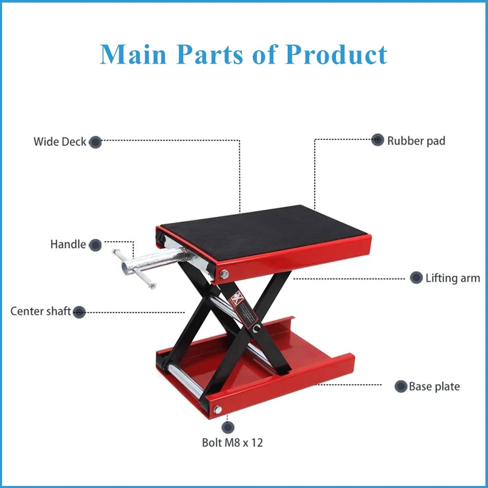 Подъемник для мотоцикла грузоподъемностью 500 кг/фунтов центральный ножничный